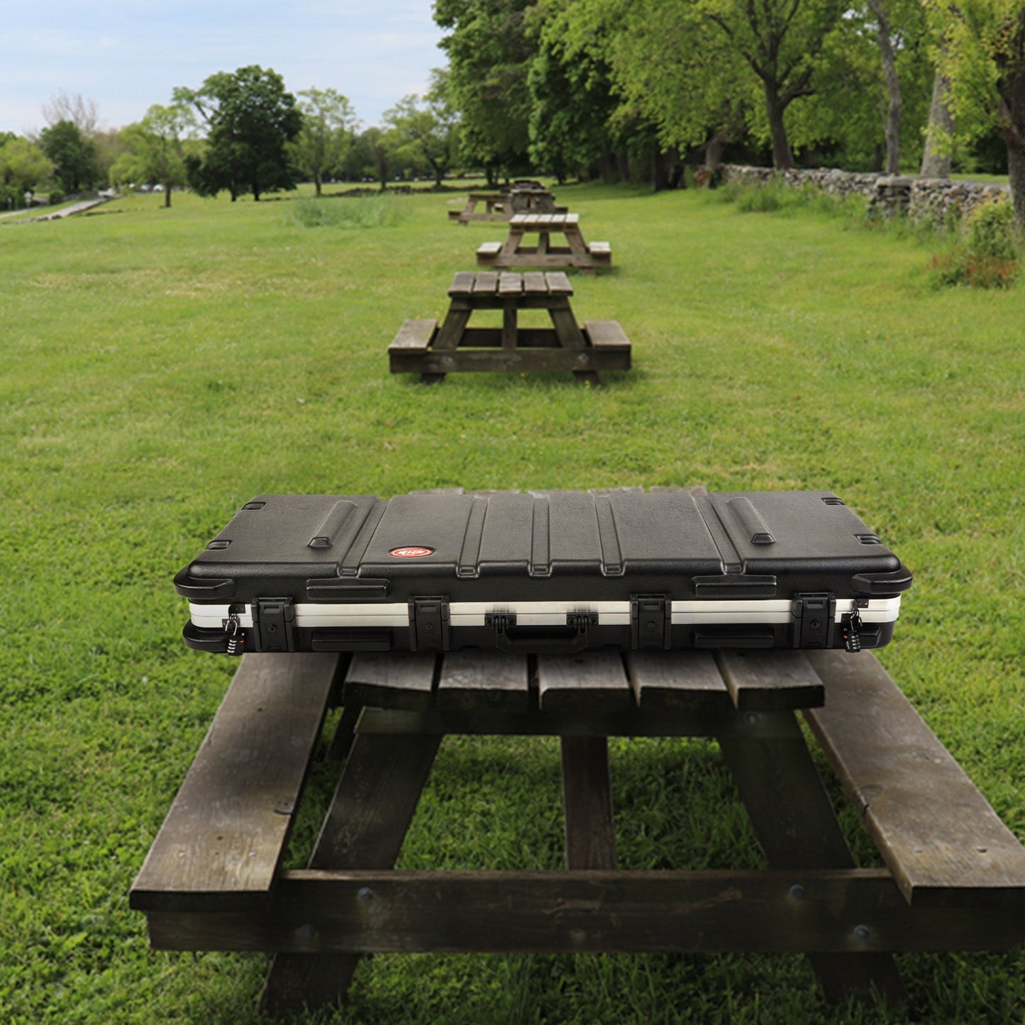 SKB Cases 2SKB-5014 Hard Exterior Waterproof ATA 50-Inch Double Bow Case, Black - 189871