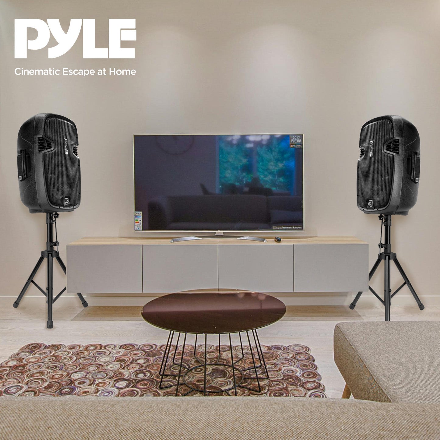 Pyle Active Passive Bluetooth PA Dual Loudspeaker Sound System Kit & Microphones - 84543