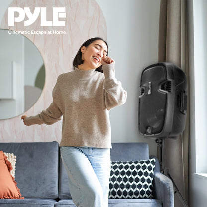 Pyle Active Passive Bluetooth PA Dual Loudspeaker Sound System Kit & Microphones - 84543