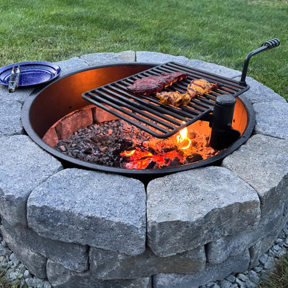 Pilot Rock 2 Pack 30.5 Inch Steel Ground Fire Pit Ring and Metal Cooking Grate - 415874