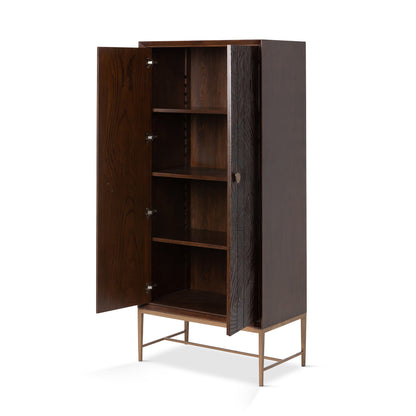 Park Hill Collection Addison Faux Bois Tall Cabinet - Elegant Walnut Beechwood Desi - EFC26060gn with Antique Brass Accents
