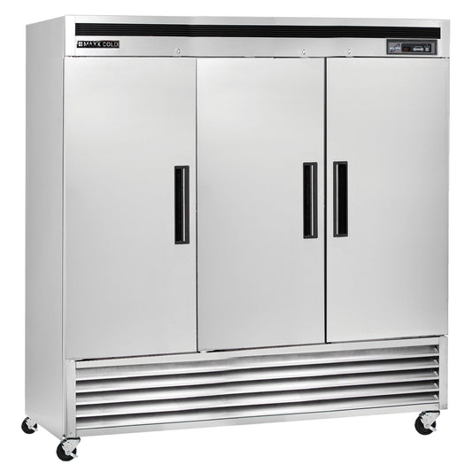 Maxx Cold Triple Door Reach-In Refrigerator, Bottom Mount, 81"W, 72 cu. ft. Storage Capacity, Energy Star Rated, in Stainless Steel - MCR-72FDHC