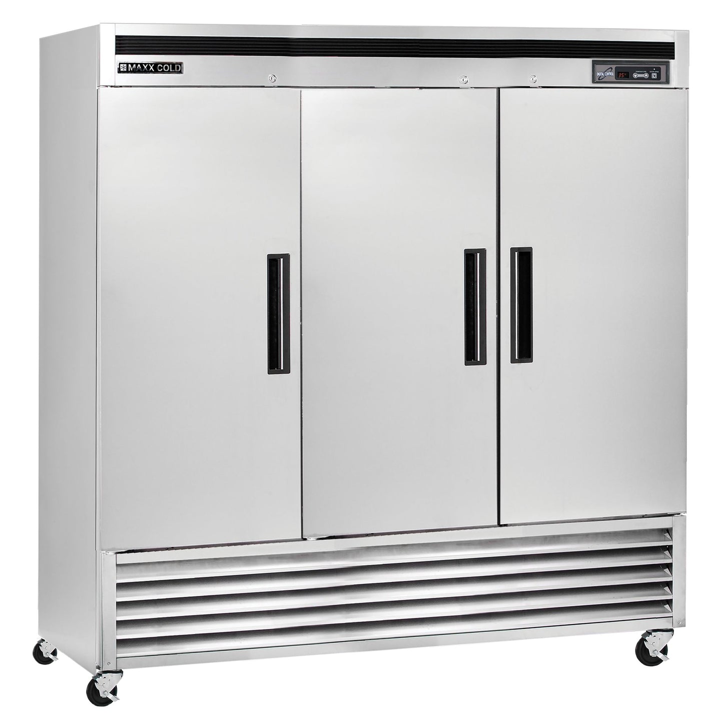 Maxx Cold Triple Door Reach-In Refrigerator, Bottom Mount, 81"W, 72 cu. ft. Storage Capacity, Energy Star Rated, in Stainless Steel - MCR-72FDHC