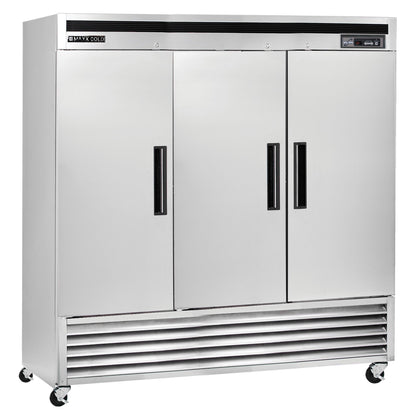 Maxx Cold Triple Door Reach-In Refrigerator, Bottom Mount, 81"W, 72 cu. ft. Storage Capacity, Energy Star Rated, in Stainless Steel - MCR-72FDHC