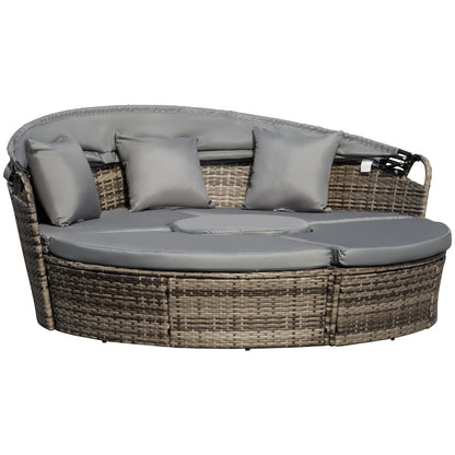 Outsunny 4-Piece Round Convertible Daybed with Adjustable Canopy, Sectional Sofa, 2 Chairs, Table, Dark Gray - 862-021CG