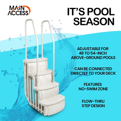 Main Access 200601T 26" iStep Above Ground Pool Step Ladder Entry System, Taupe - 44905