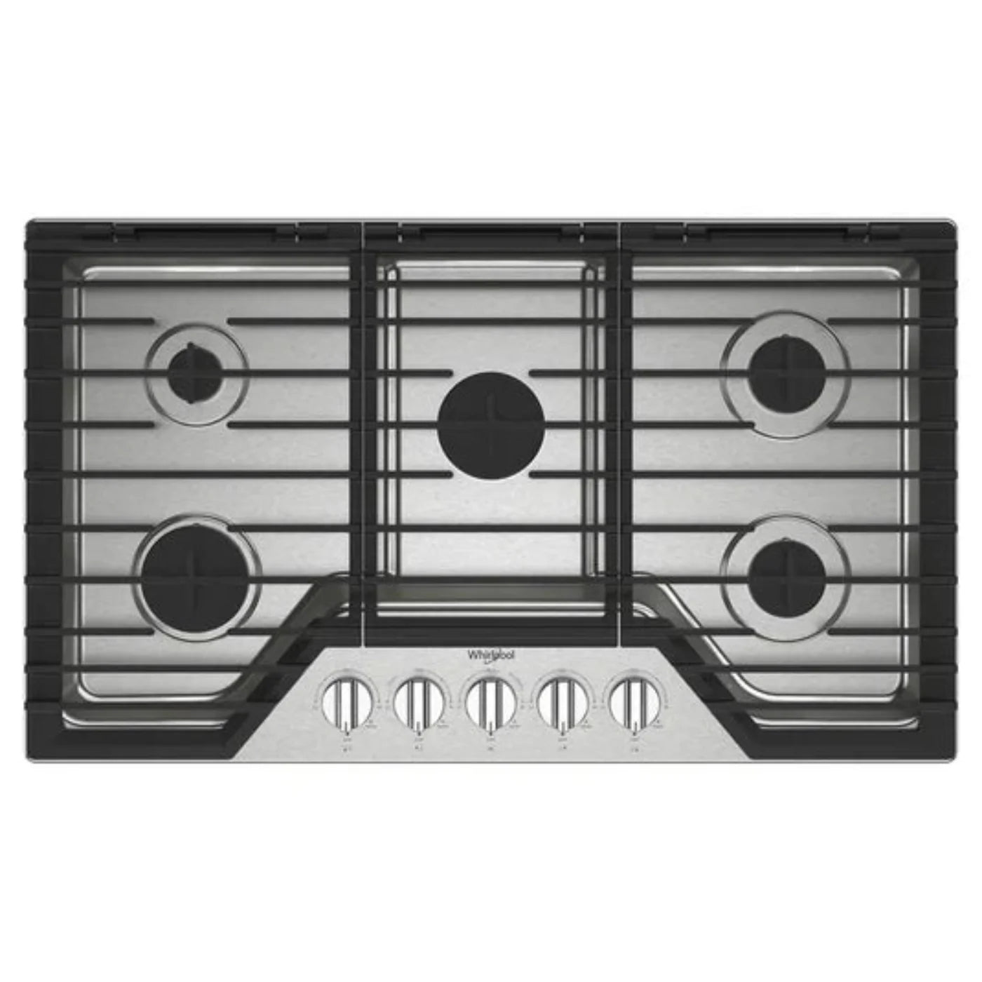 WHIRLPOOL WCGK5036PS 36-inch Gas Cooktop with 5 Burners and EZ-2-Lift™ Hinged Cast-Iron Grates in Stainless Steel - WCGK5036PS