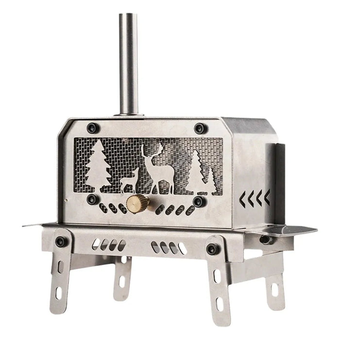 Mini Tent Stove with Chimney Outdoor Firewood Stove Stainless Steel