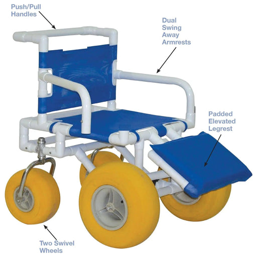 MJM International All Terrain Transport Wheelchair 722-ATC-ELR-YEL