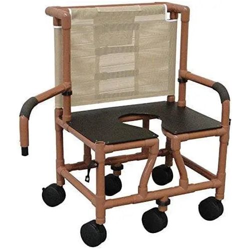 MJM International Bariatric Wood Tone Tilt N Space Shower Chair WTS126-5BAR-DDA