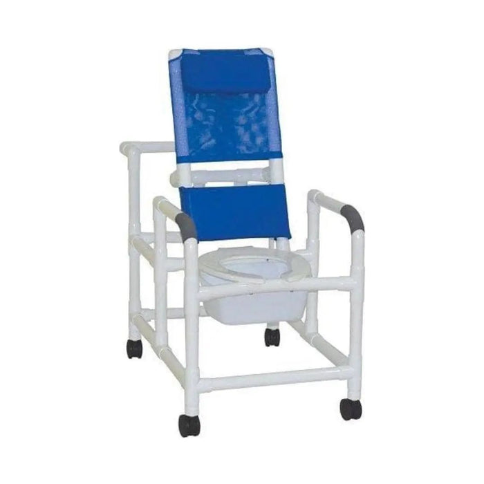 MJM International Echo Reclining Shower Chair with Deluxe Elongated Commode & Pail