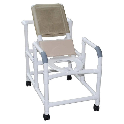 MJM International Echo Reclining Shower Chair with Deluxe Elongated Open Front Commode