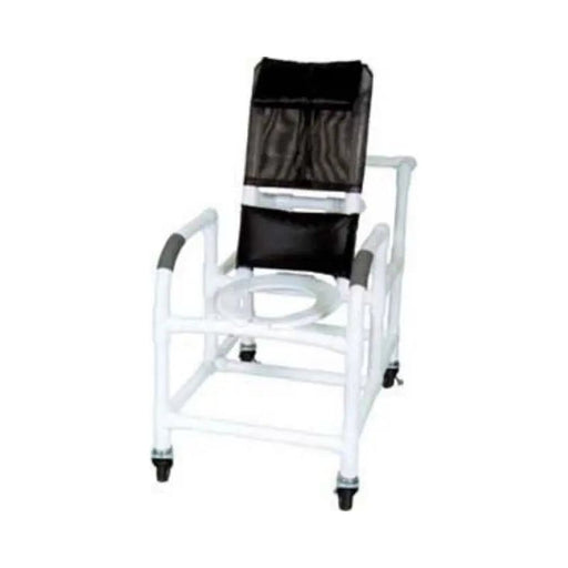 MJM International Echo Reclining Shower Chair with Deluxe Elongated Open Front Commode