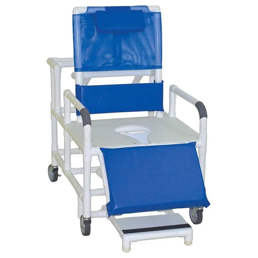 MJM International HD PVC Bariatric Reclining Shower Chair with Elevated Leg Rest and Slide Out Footrests