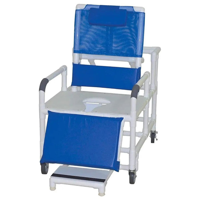 MJM International HD PVC Bariatric Reclining Shower Chair with Elevated Leg Rest and Slide Out Footrests