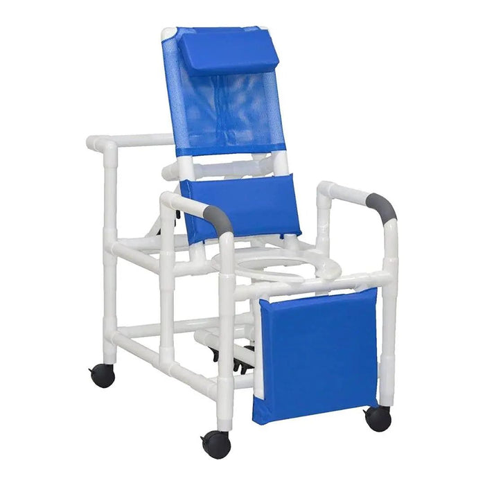 MJM International PVC Echo Reclining Rolling Shower Chair with Commode Opening