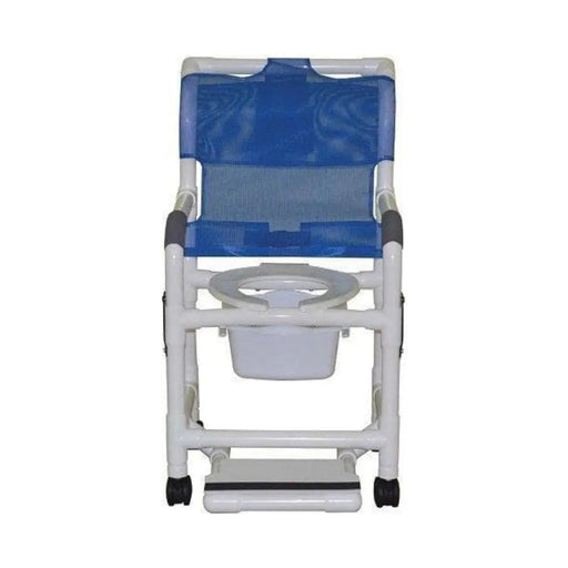 MJM International Standard Shower Chair with Drop Arms, Slide Out Footrest and Commode Pail