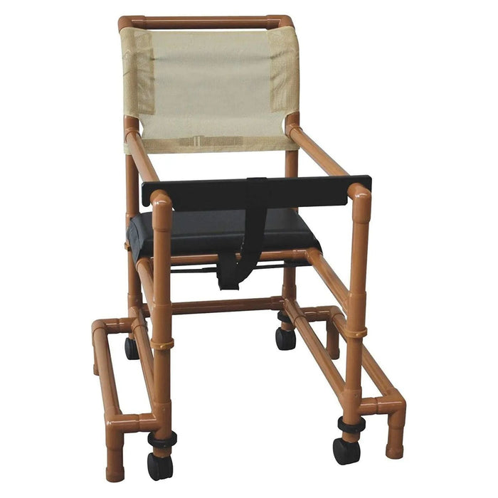 MJM International Wood Tone PVC Frame Outrigger Walker Transport Chair