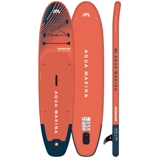 Aqua Marina 12’0″ Monster Sky Glider - All-around iSUP, 3.66m/15cm, with aluminum SPORTS III paddle and safety leash