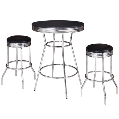 Hathaway Reminton Chrome and Black 3 Piece Pub Table Set - BG2725BL