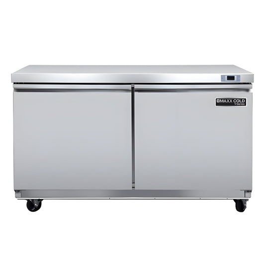 Maxx Cold V-Series 2 Door Undercounter Freezer, in Stainless Steel - MVF48UHC