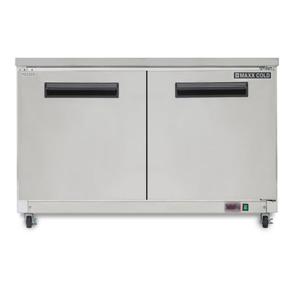 Maxx Cold Double Door Undercounter Freezer, 48.3"W, 12 cu. ft. Storage Capacity, in Stainless Steel - MXCF48UHC