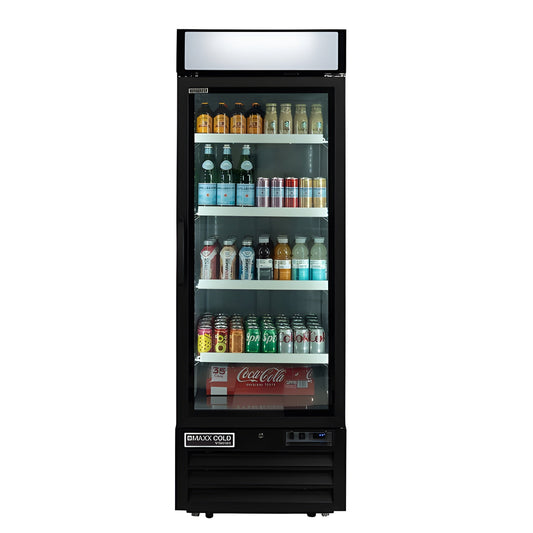 Maxx Cold V-Series Single Glass Door Merchandiser Refrigerator, in Black - MVMR23B