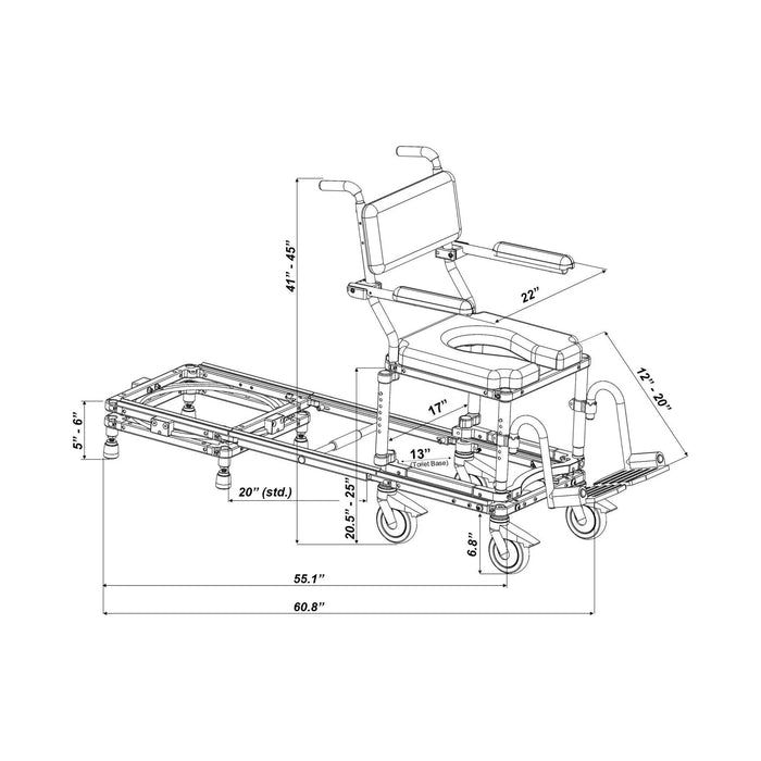 Nuprodx MC6000RS Commode Chair And Shower Transfer System