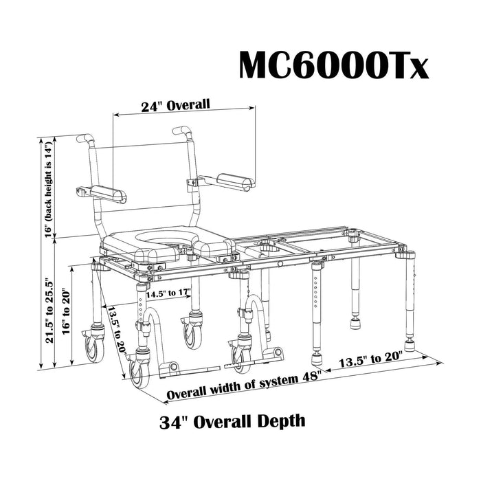 Nuprodx MC6000TX Travel Commode Chair And Tub Access Slider