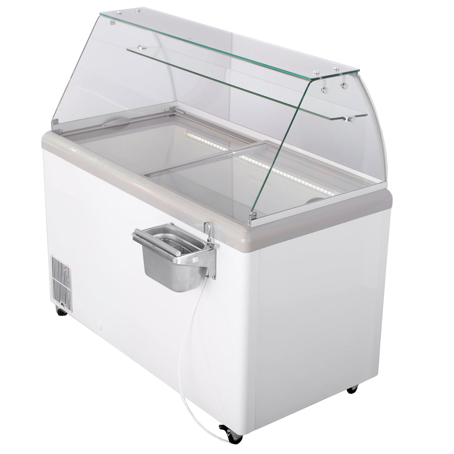 Maxx Cold Curved Glass Ice Cream Dipping Cabinet Freezer, 52"W, 13.8 cu. ft. Storage Capacity, Holds up to (14) Flavor Tubs, in White - MXDC-8