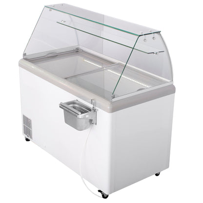 Maxx Cold Curved Glass Ice Cream Dipping Cabinet Freezer, 52"W, 13.8 cu. ft. Storage Capacity, Holds up to (14) Flavor Tubs, in White - MXDC-8