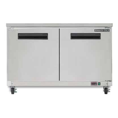 Maxx Cold Double Door Undercounter Refrigerator, 60.3"W, 15.5 cu. ft. Storage Capacity, Energy Star Rated, in Stainless Steel - MXCR60UHC