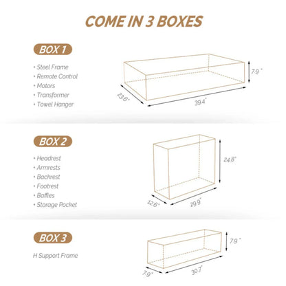 OmySalon 75in Fully Electric Remote Adjustable Facial Massage Bed - G59000339+G59000340+G59000341