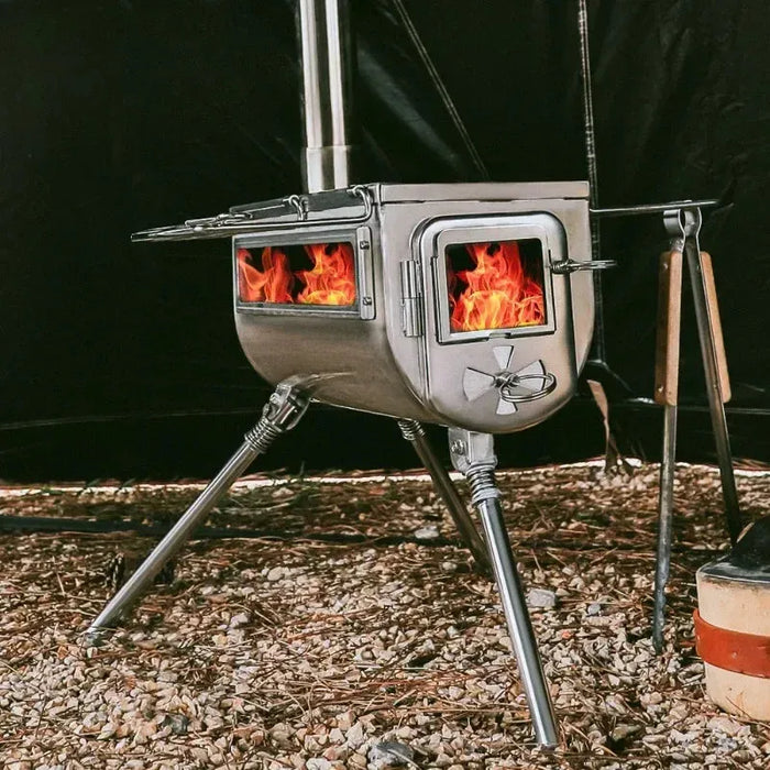 Outdoors Stainless Steel Wood-burning Stove Camping Barbecue Surround