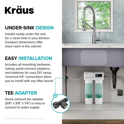 KRAUS Bolden 2-in-1 Pull-Down Single Handle Water Filter Kitchen Faucet in Matte Black with Purita 2-Stage Under-Sink Filtration System - FS-1001-KFF-1610MB