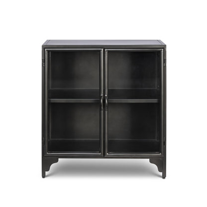 Park Hill Collection Ashton Black Metal Side Cabinet with Glass Top - Stylish Storage  - EFC95718Solution for Modern Homes