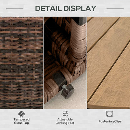 Outsunny 8PC Outdoor Conversation Set w/ 4 Rattan Sofa Chairs, 4 Tables & Umbrella Hole, Mixed Brown - 860-310V00MB