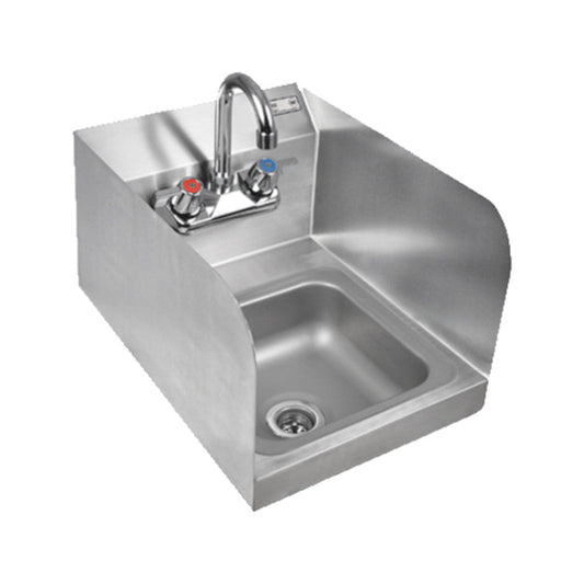 John Boos PBHS-W-0909-P-SSLR Pro-Bowl Wall Mount Hand Sink with 9"W x 9" Front to Back x 5" Deep Bowl, Side Splashes and Splash Mount Faucet - JBPBHSW0909PSSLR