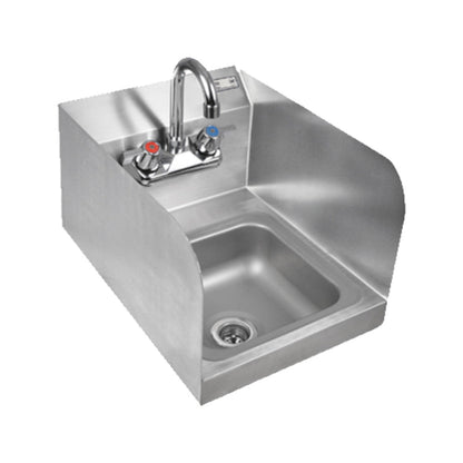 John Boos PBHS-W-0909-P-SSLR Pro-Bowl Wall Mount Hand Sink with 9"W x 9" Front to Back x 5" Deep Bowl, Side Splashes and Splash Mount Faucet - JBPBHSW0909PSSLR