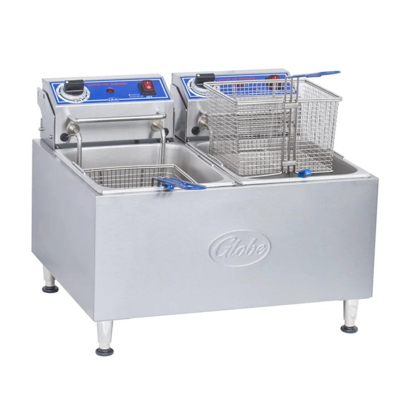 Globe PF32E 32 lb. Dual Tank Electric Countertop Fryer - GLPF32E