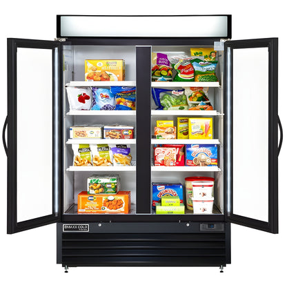Maxx Cold V-Series Double Glass Door Merchandiser Freezer, in Black - MVMF48B