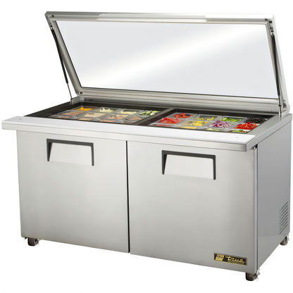 True Mfg General Foodservice Refrigerated Prep Tables - TSSU-60-24M-B-ST-FGLID-HC