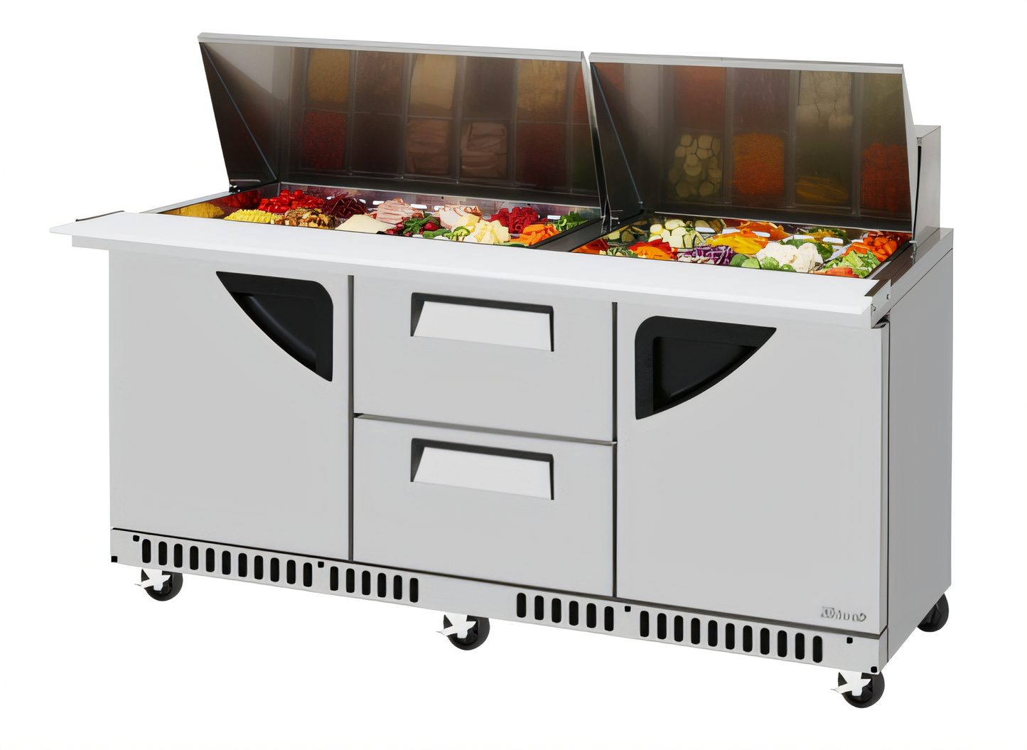 Turbo Air TST-72SD-30-LD2R-FB-N Super Deluxe Refrigerated Prep Tables - TST-72SD-30-LD2R-FB-N