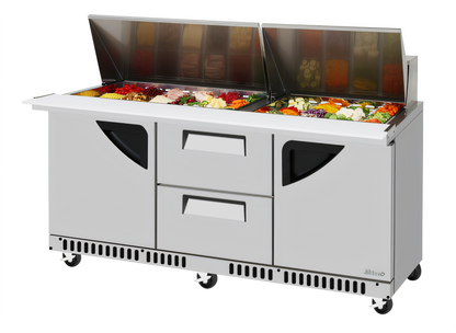 Turbo Air TST-72SD-30-LD2R-FB-N Super Deluxe Refrigerated Prep Tables - TST-72SD-30-LD2R-FB-N