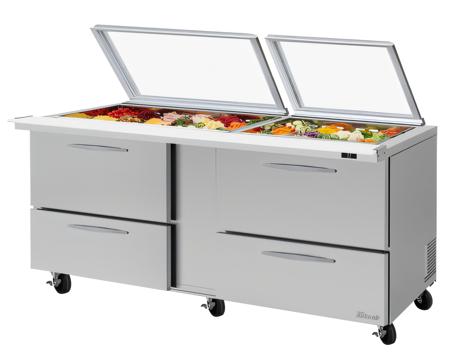 Turbo Air PST-72-30-D4-N-GL PRO Refrigerated Prep Tables - PST-72-30-D4-N-GL