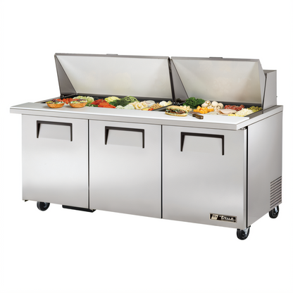 True Mfg General Foodservice Refrigerated Prep Tables - TSSU-72-30M-B-ST-HC