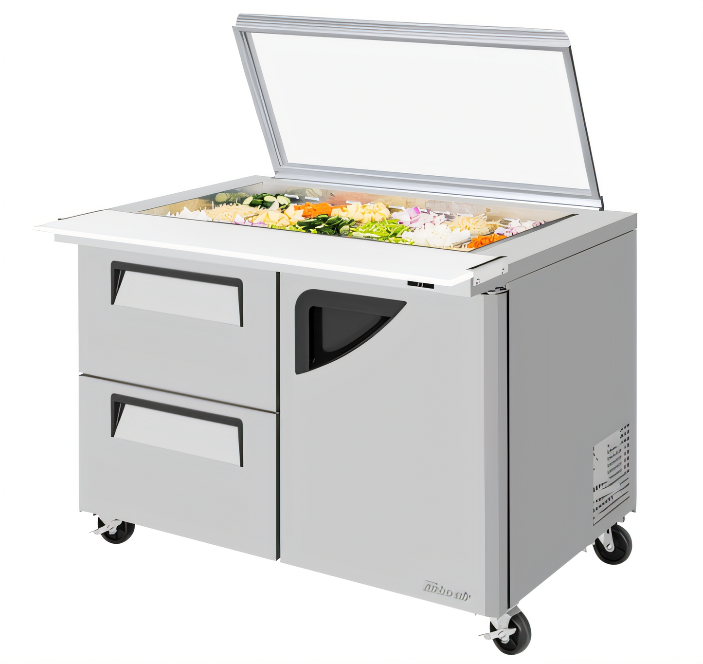 Turbo Air TST-48SD-18-D2R-N-GL Super Deluxe Refrigerated Prep Tables - TST-48SD-18-D2R-N-GL