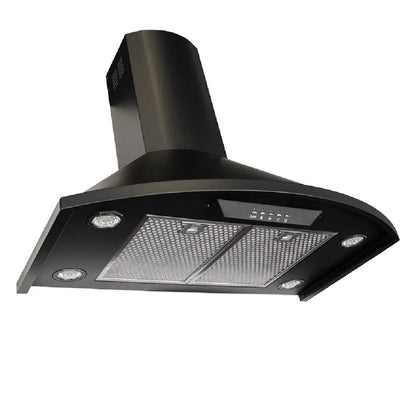 Proline Wall-Mounted Range Hood, Ducted, 600 CFM, Stainless Steel, Black Finish - PLFW Vector.30
