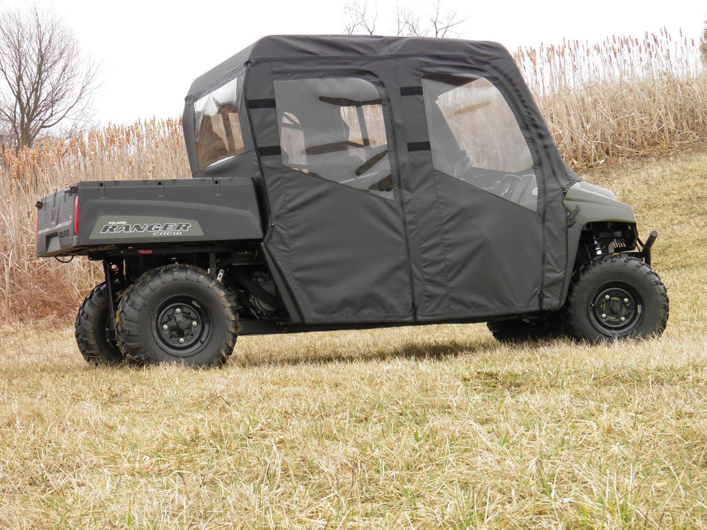 3 Star UTV Polaris Ranger Crew 570 Mid Size - 4 Passenger - Full Cab Enclosure with Vinyl Windshield - POLC57-FCE-BLK
