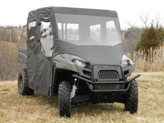3 Star UTV Polaris Ranger Crew 570 Mid Size - 4 Passenger - Full Cab Enclosure with Vinyl Windshield - POLC57-FCE-BLK